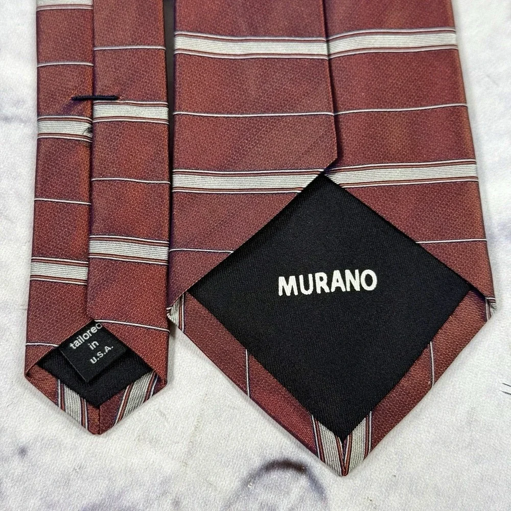 Murano Men's Silk Tie Bronze Striped Made in USA‎ 58